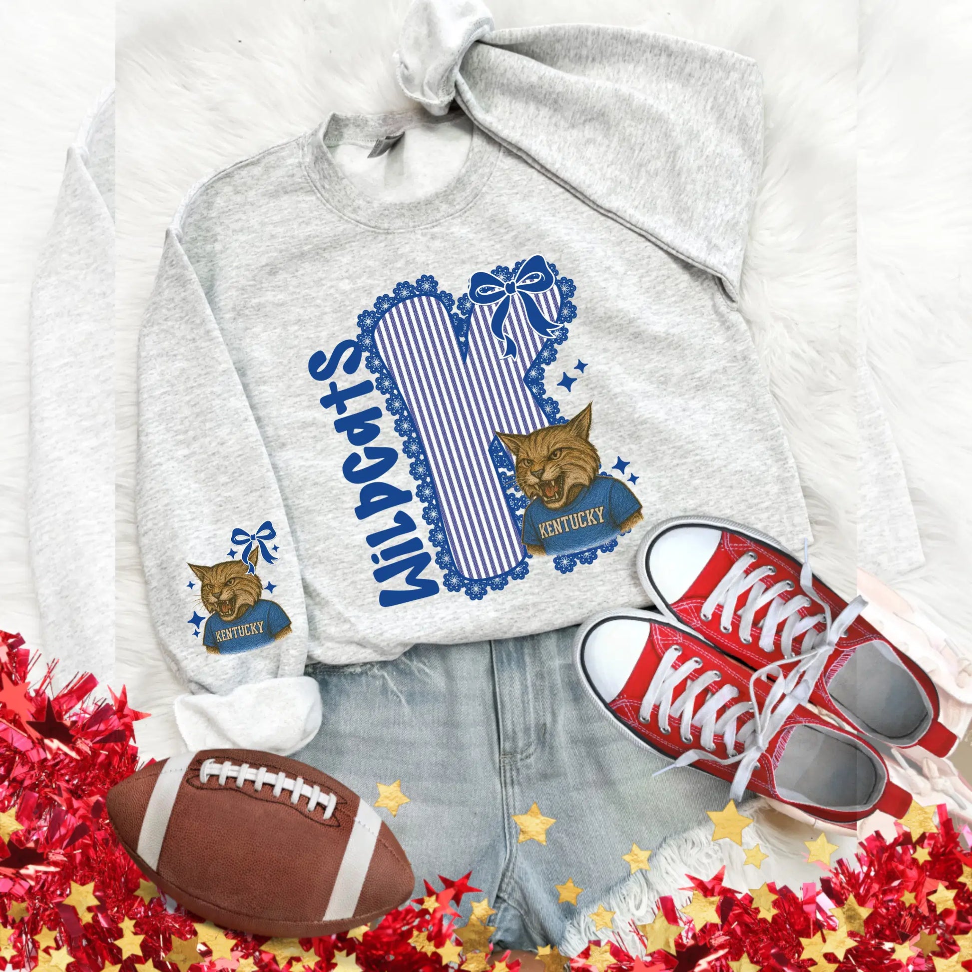 Kentucky Wildcats Seersucker Sweatshirt, Game Day Pullover, College Spirit Wear, Football, Shoes - Becca's Banging Designs