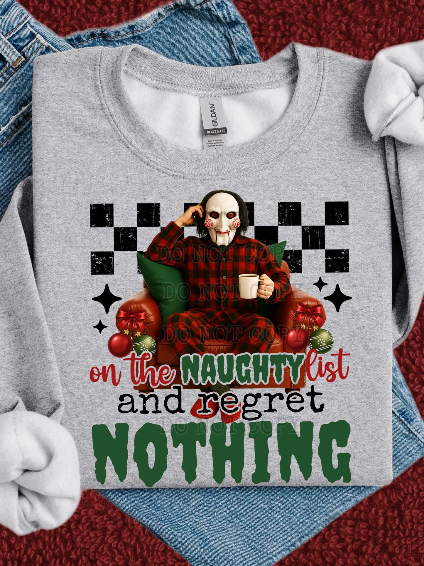 Funny Christmas Sweatshirt: Naughty List Jigsaw Crewneck - Holiday Apparel