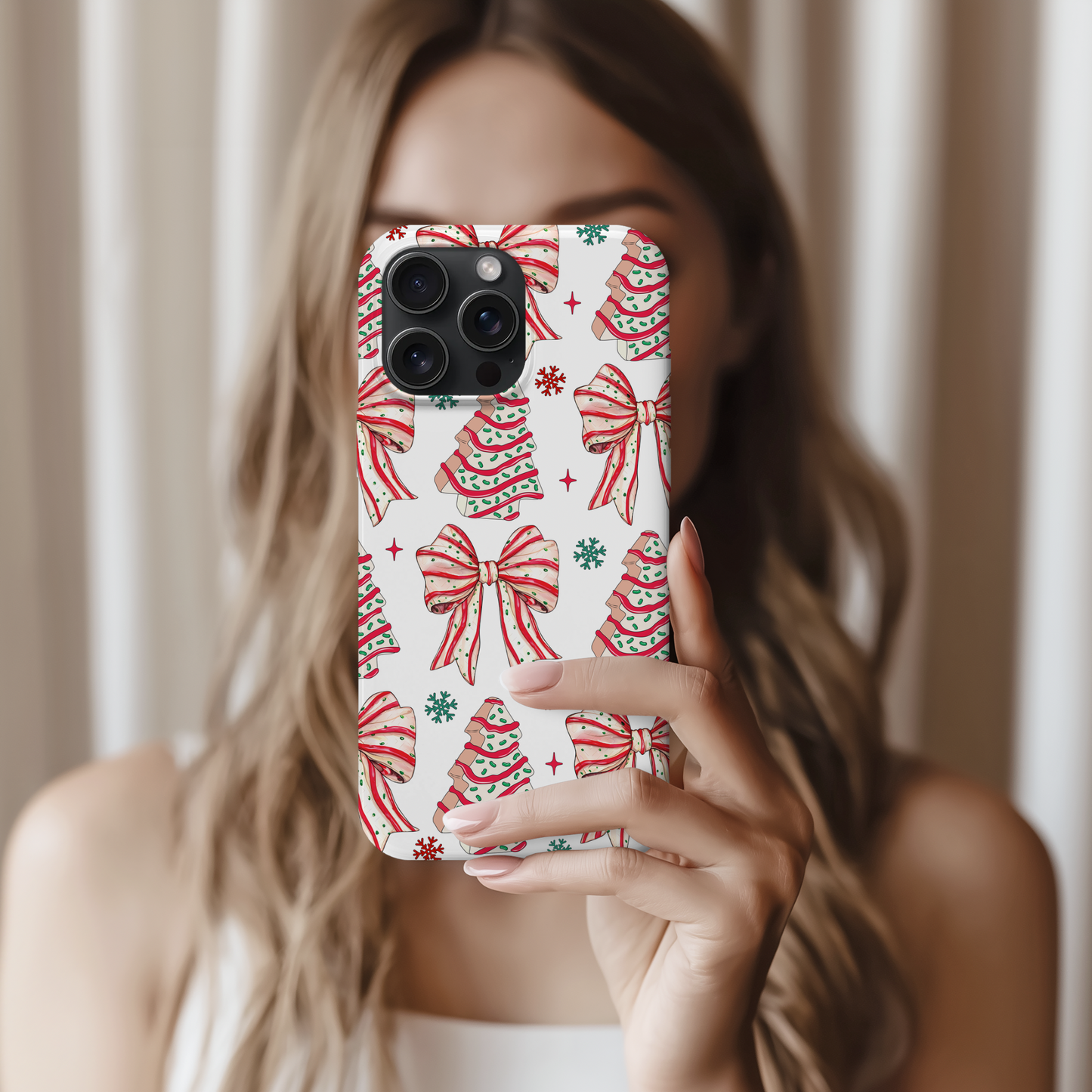 *Pre-Order* Holiday Bow & Tree Print Phone Case – Christmas Phone Case