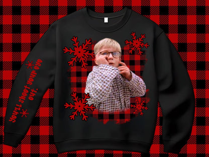 Funny Holiday Plaid Graphic Crewneck