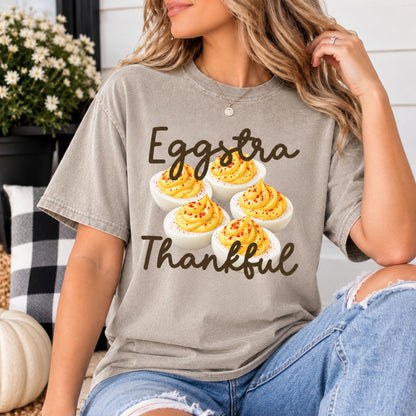 Eggstra Thankful Deviled Eggs Thanksgiving Graphic Tee