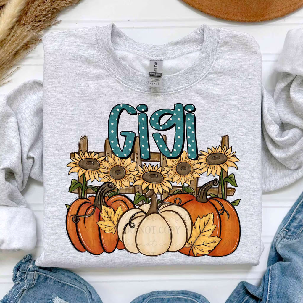 Mama Nana Grandma Fall Pumpkin Sunflower Sweatshirt | Autumn Graphic Crewneck