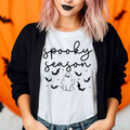 Spooky Season Ghost Halloween T-Shirt | Cute Ghost & Bats Graphic Tee