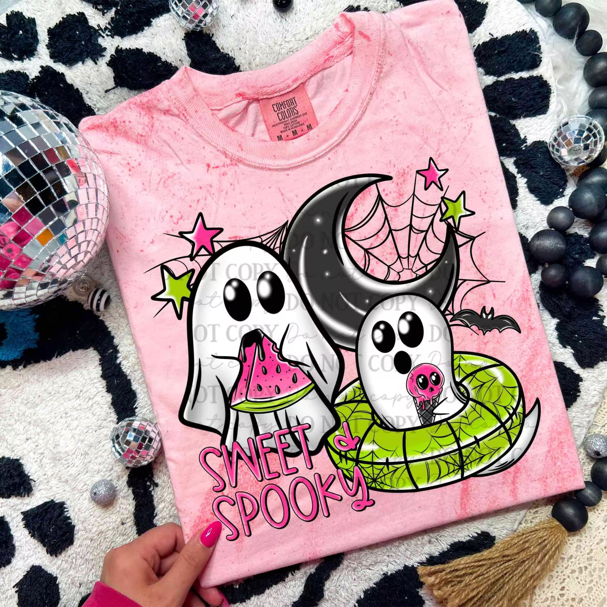 Sweet & Spooky Ghost Halloween T-Shirt | Cute Watermelon & Ice Cream Graphic Tee