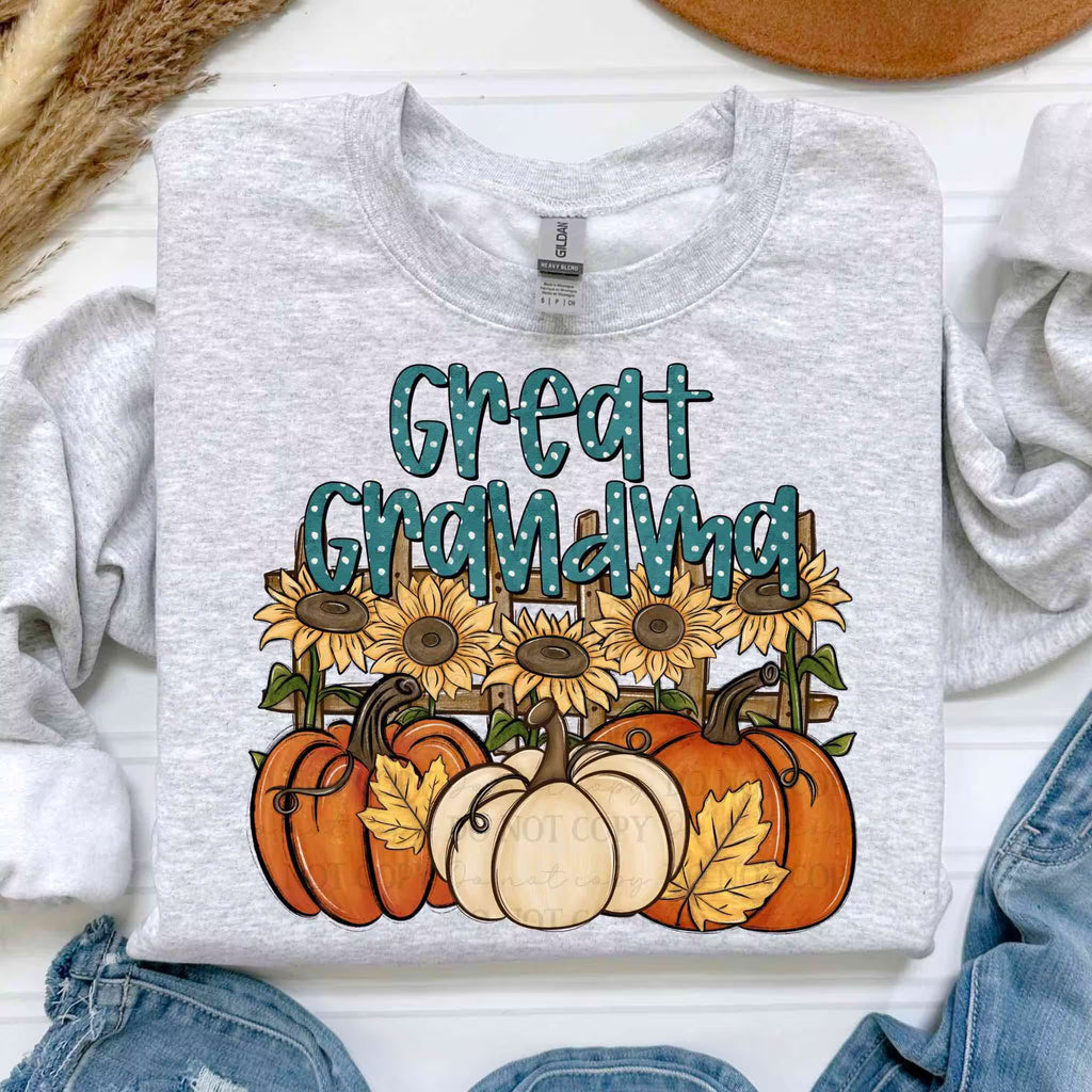 Mama Nana Grandma Fall Pumpkin Sunflower Sweatshirt | Autumn Graphic Crewneck