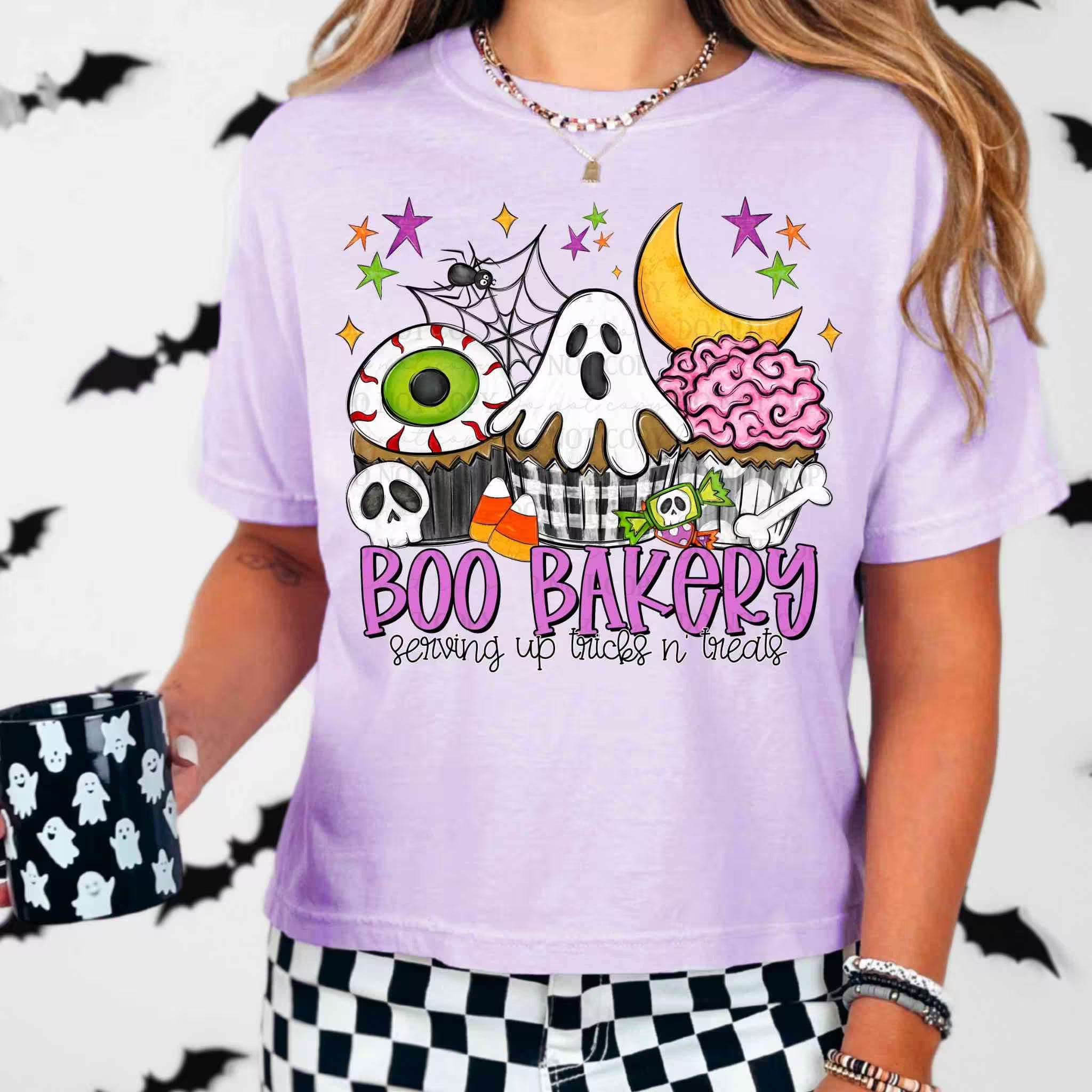Boo Bakery Halloween T-Shirt | Serving Up Tricks N’ Treats Graphic Tee