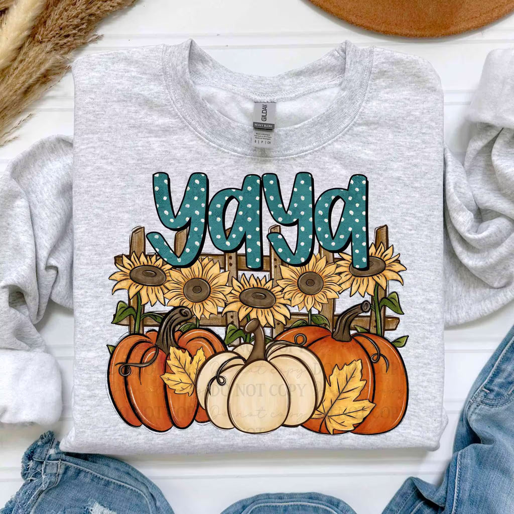 Mama Nana Grandma Fall Pumpkin Sunflower Sweatshirt | Autumn Graphic Crewneck