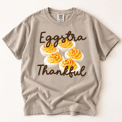 Eggstra Thankful Deviled Eggs Thanksgiving Graphic Tee
