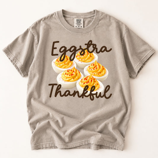 Eggstra Thankful Deviled Eggs Thanksgiving Graphic Tee