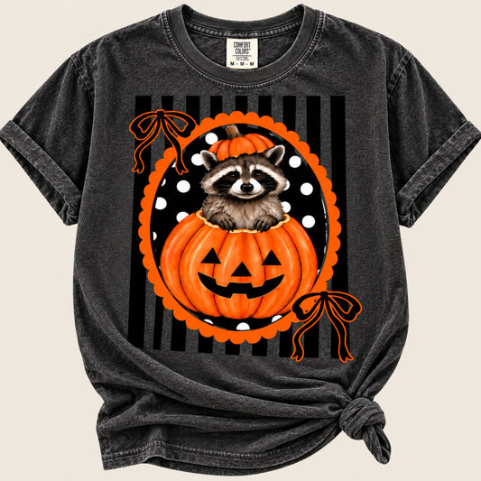 Pumpkin Raccoon Halloween Graphic Tee