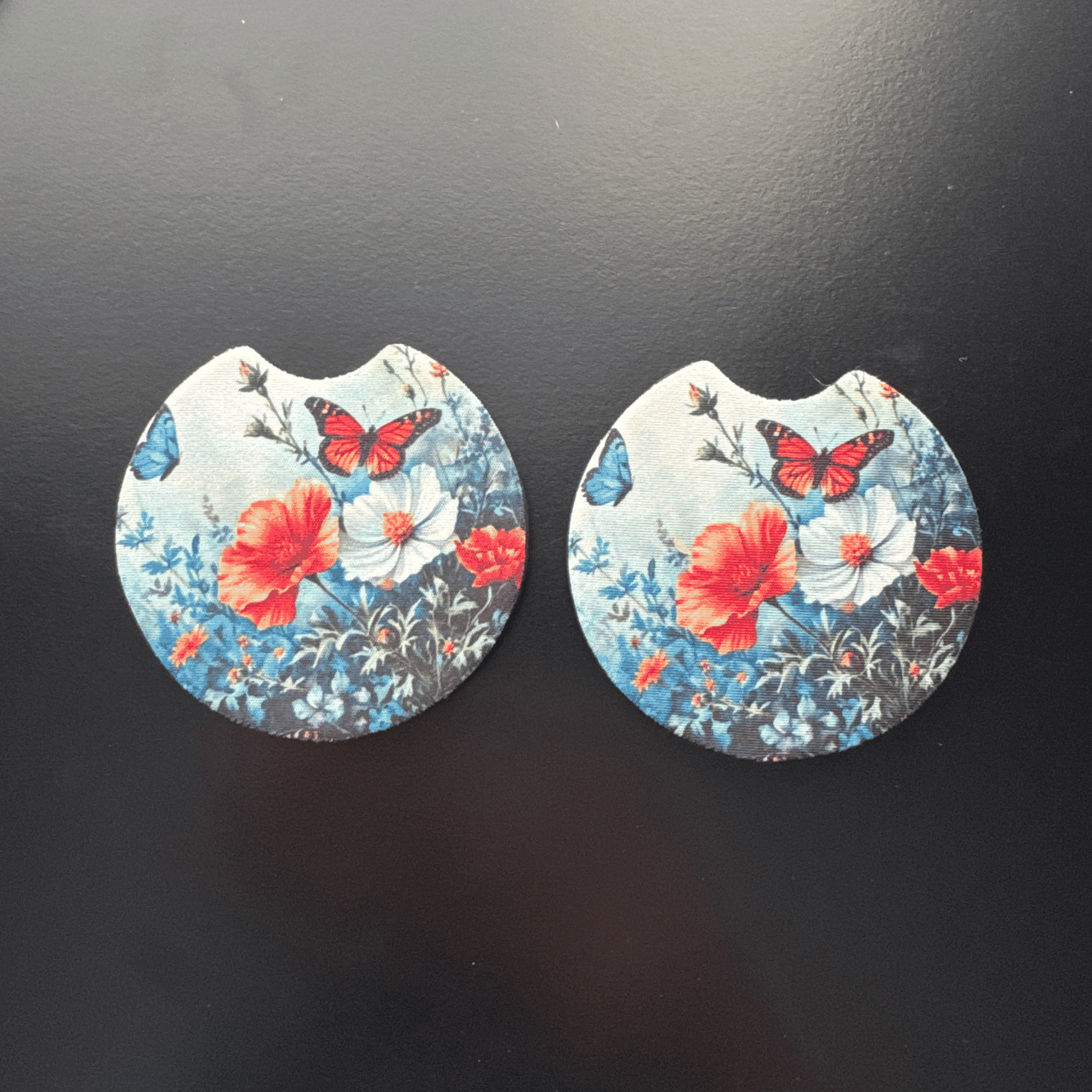 Car Cup Holder Coasters Floral Sunflower Football Design Becca's Banging Designs