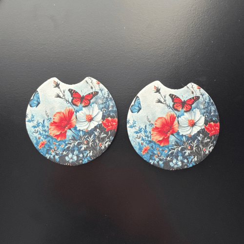 Car Cup Holder Coasters Floral Sunflower Football Design Becca's Banging Designs