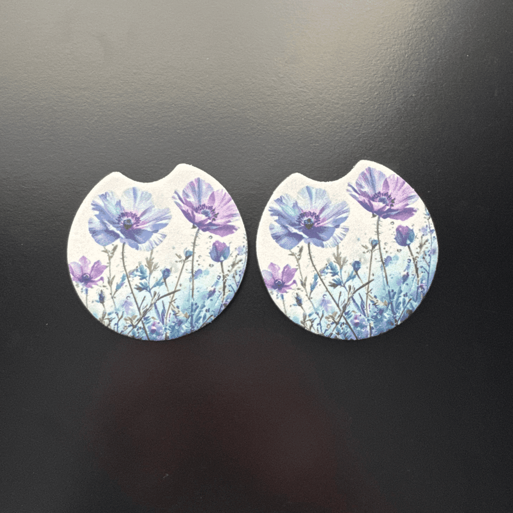 Car Cup Holder Coasters Floral Sunflower Football Design Becca's Banging Designs