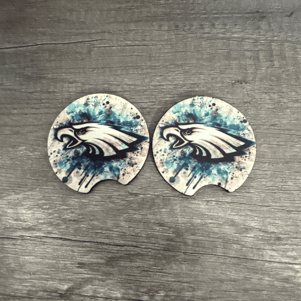 Car Cup Holder Coasters Floral Sunflower Football Design Becca's Banging Designs