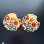 Car Cup Holder Coasters Floral Sunflower Football Design Becca's Banging Designs