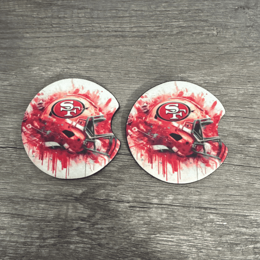 Car Cup Holder Coasters Floral Sunflower Football Design Becca's Banging Designs