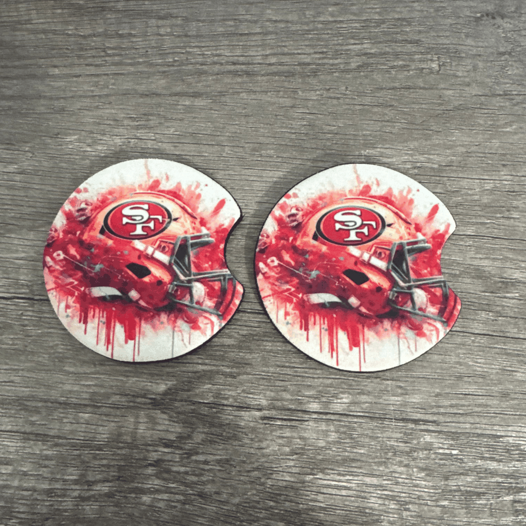 Car Cup Holder Coasters Floral Sunflower Football Design Becca's Banging Designs