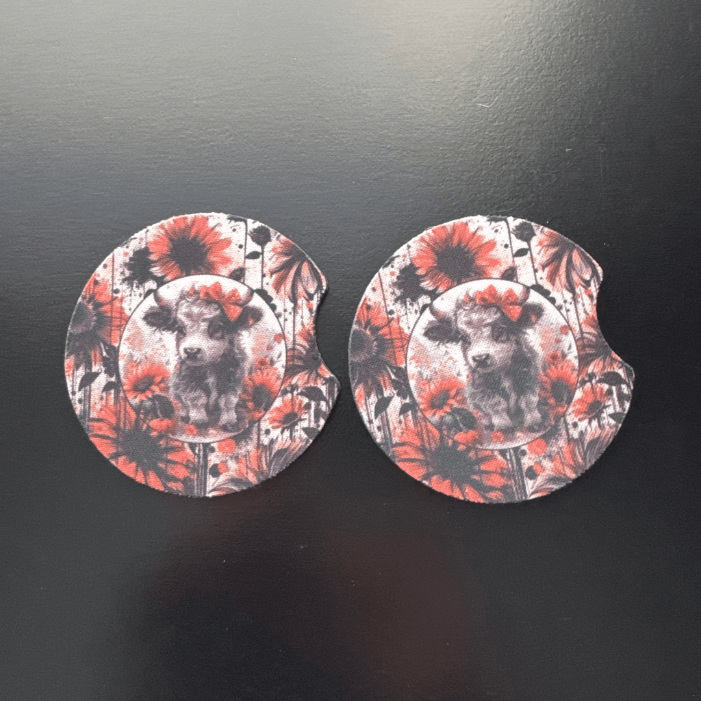 Car Cup Holder Coasters Floral Sunflower Football Design Becca's Banging Designs