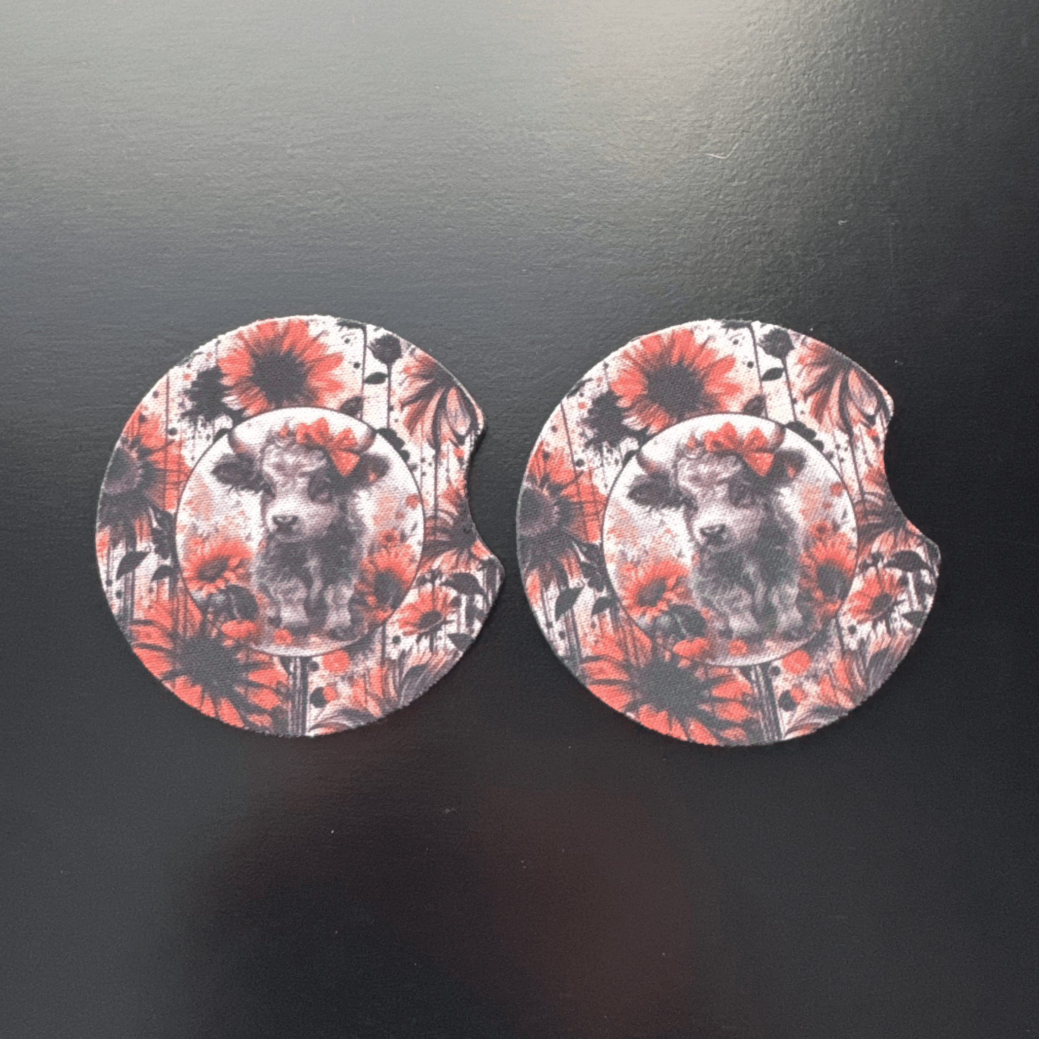 Car Cup Holder Coasters Floral Sunflower Football Design Becca's Banging Designs