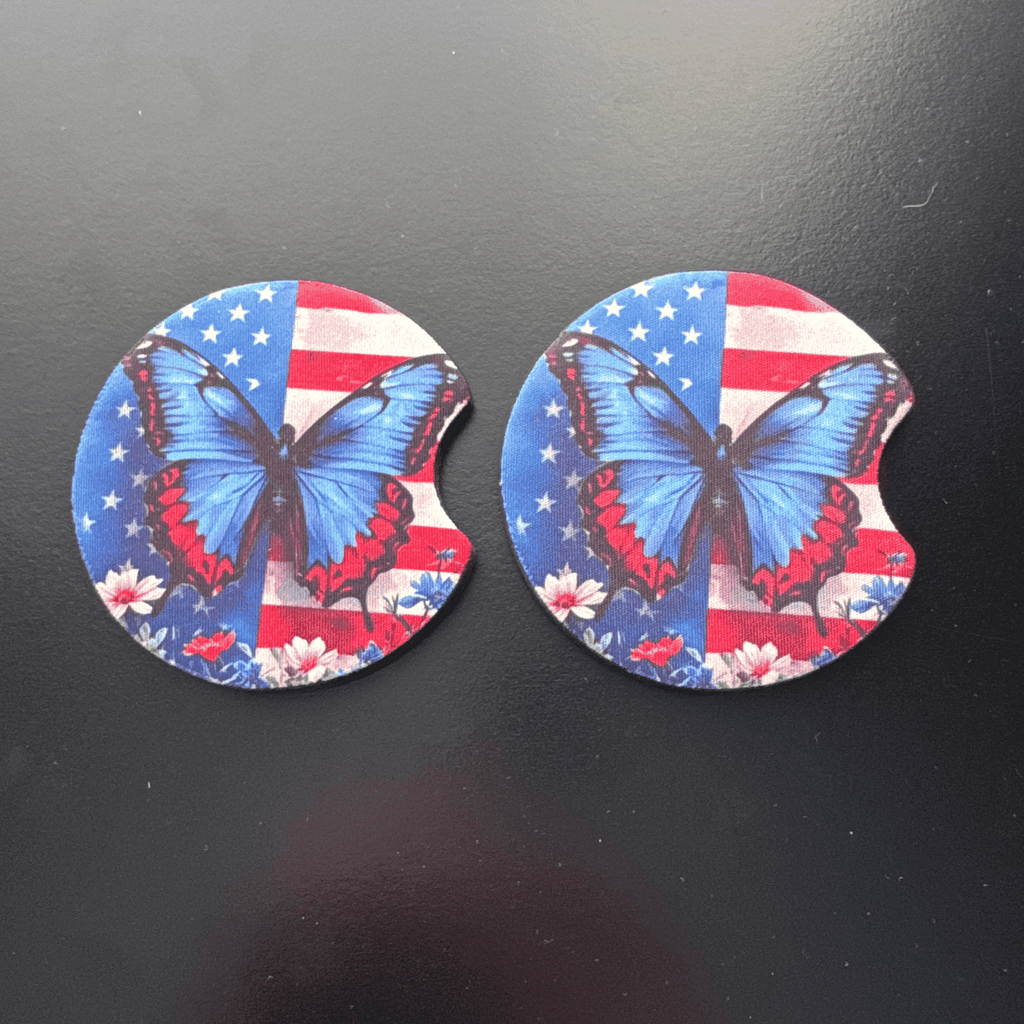 Car Cup Holder Coasters Floral Sunflower Football Design Becca's Banging Designs