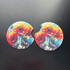 Car Cup Holder Coasters Floral Sunflower Football Design Becca's Banging Designs