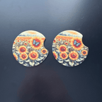 Car Cup Holder Coasters Floral Sunflower Football Design Becca's Banging Designs