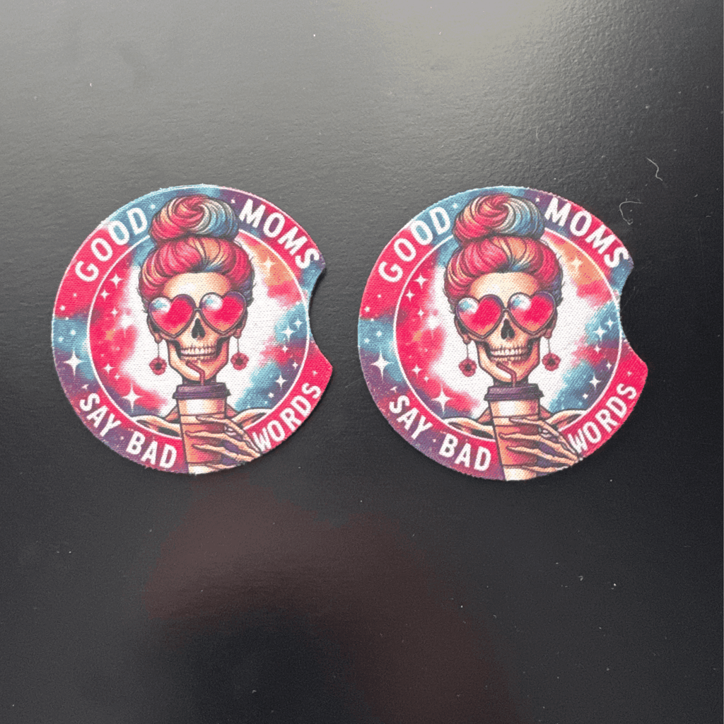 Car Cup Holder Coasters Floral Sunflower Football Design Becca's Banging Designs