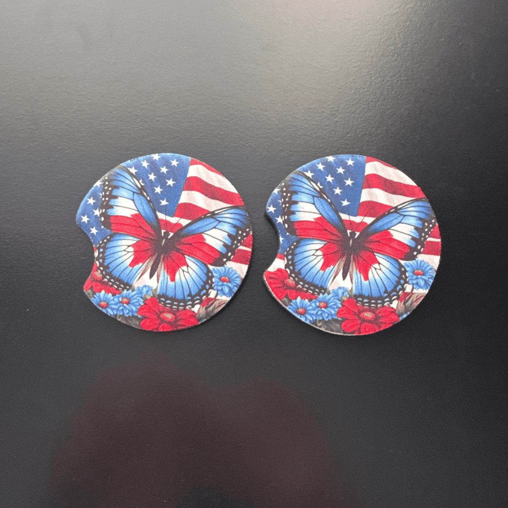 Car Cup Holder Coasters Floral Sunflower Football Design Becca's Banging Designs