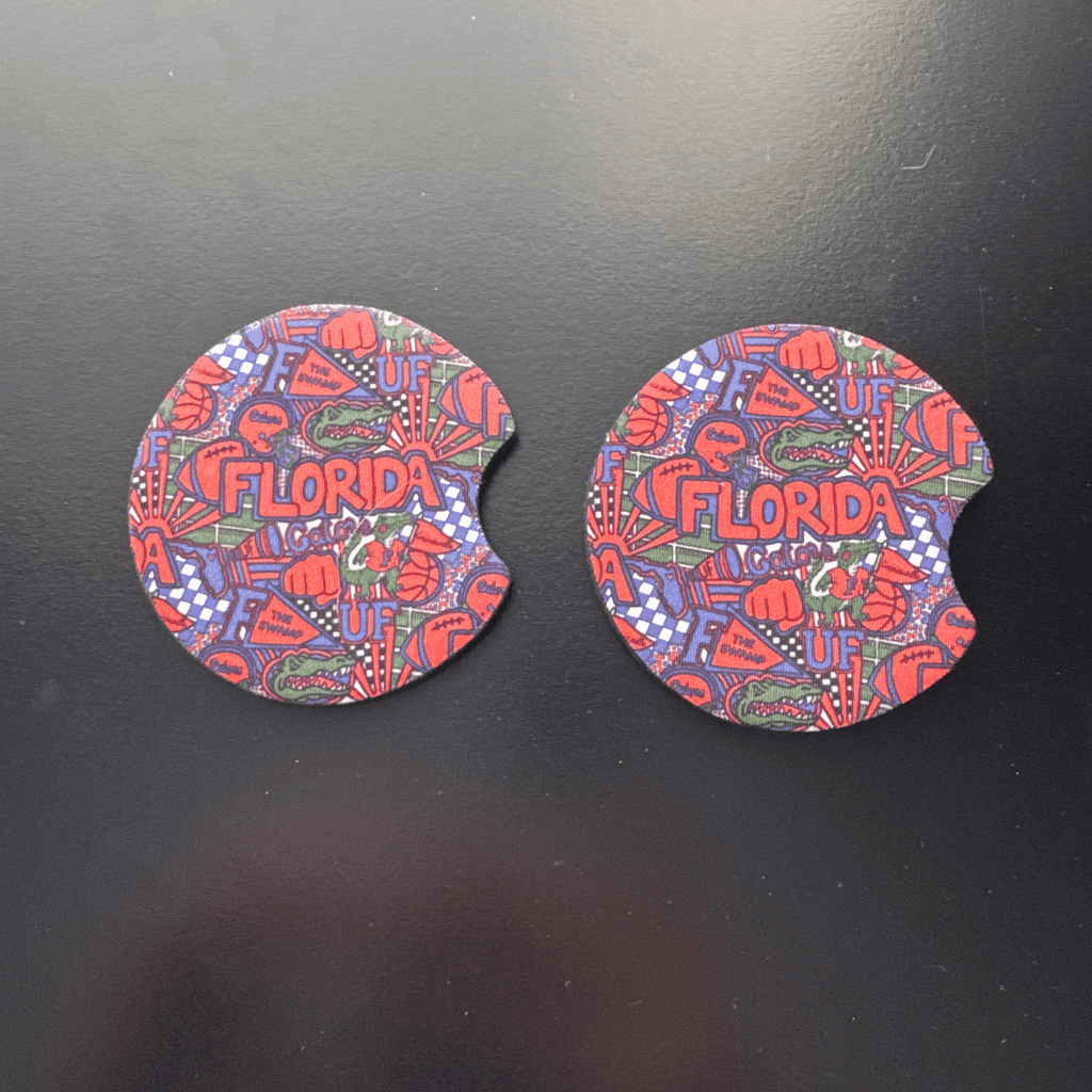 Car Cup Holder Coasters Floral Sunflower Football Design Becca's Banging Designs