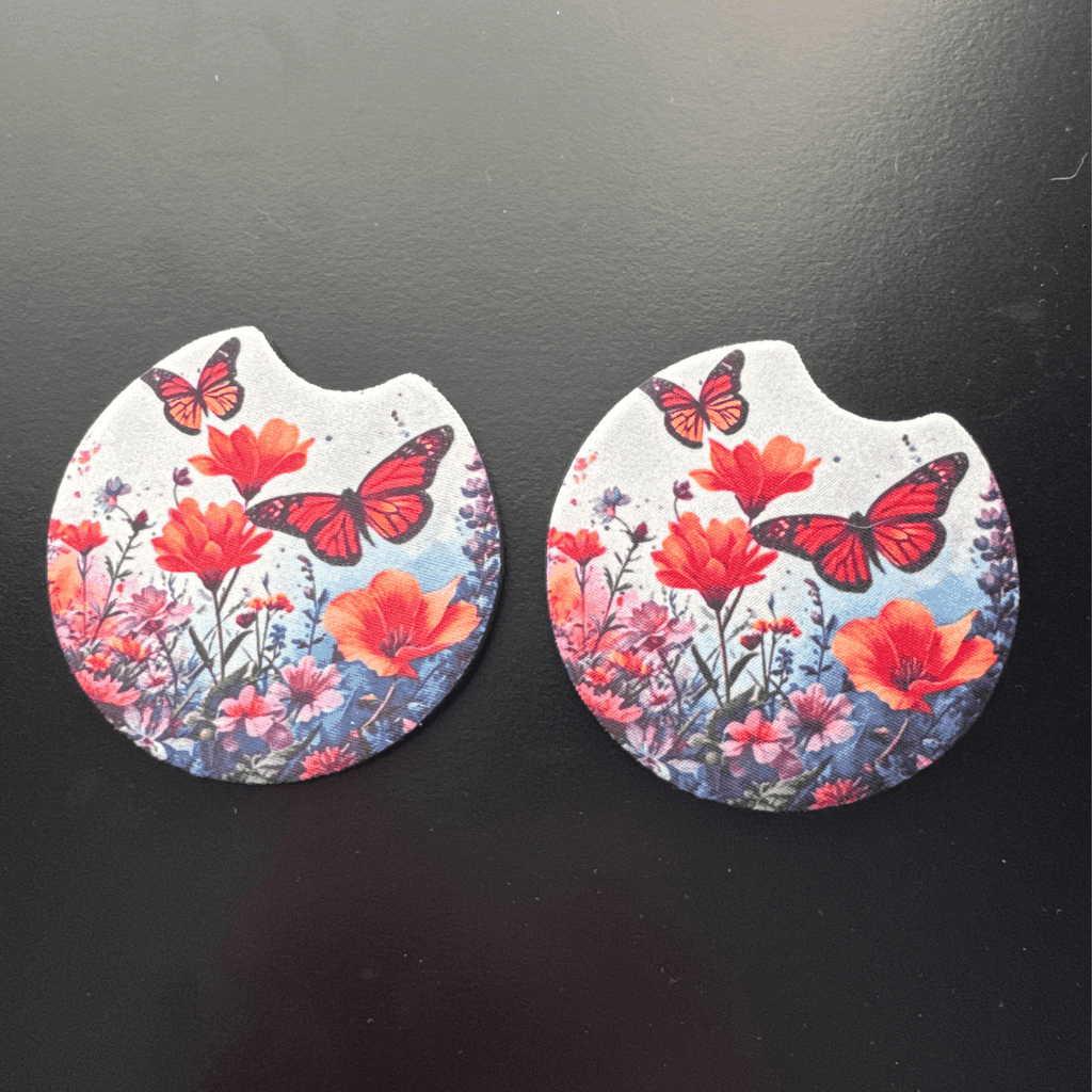 Car Cup Holder Coasters Floral Sunflower Football Design Becca's Banging Designs