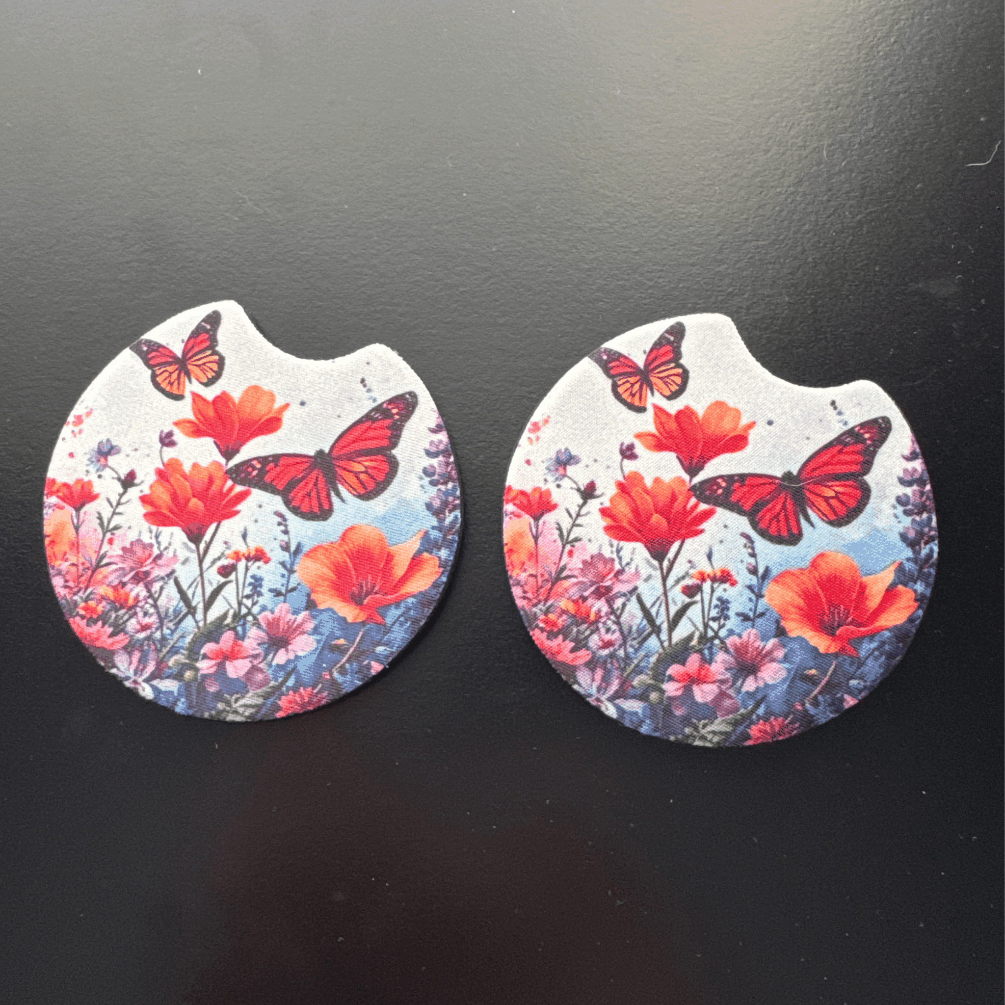 Car Cup Holder Coasters Floral Sunflower Football Design Becca's Banging Designs