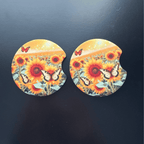 Car Cup Holder Coasters Floral Sunflower Football Design Becca's Banging Designs