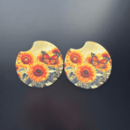 Car Cup Holder Coasters Floral Sunflower Football Design Becca's Banging Designs