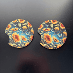 Car Cup Holder Coasters Floral Sunflower Football Design Becca's Banging Designs