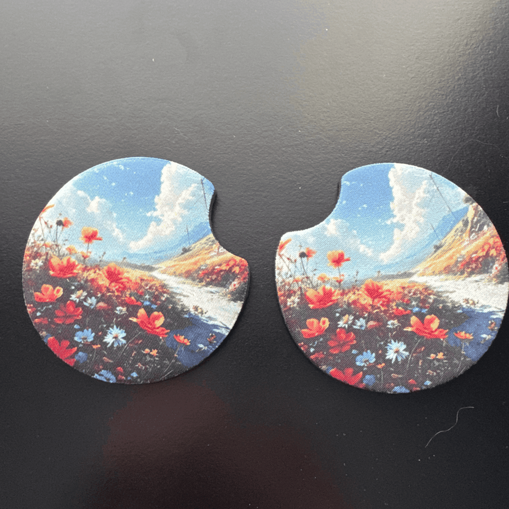 Car Cup Holder Coasters Floral Sunflower Football Design Becca's Banging Designs