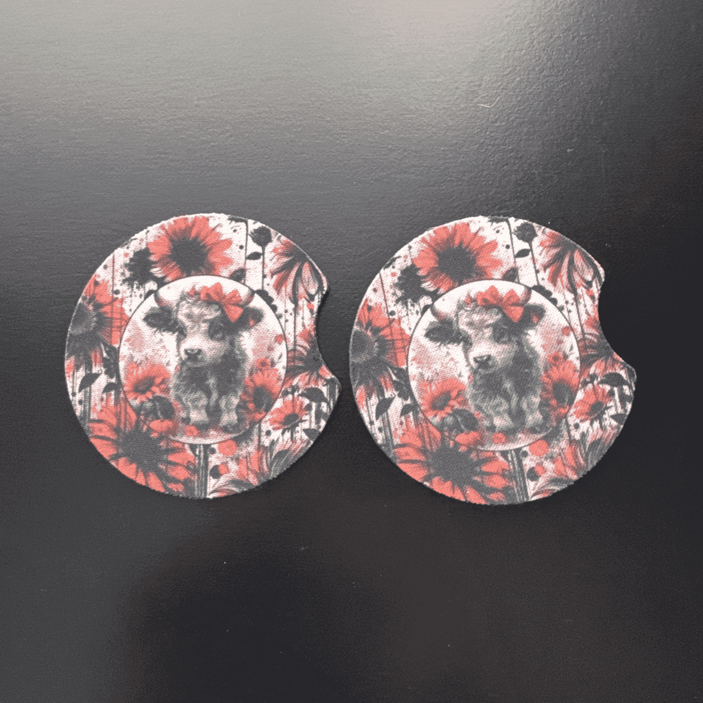 Car Cup Holder Coasters Floral Sunflower Football Design