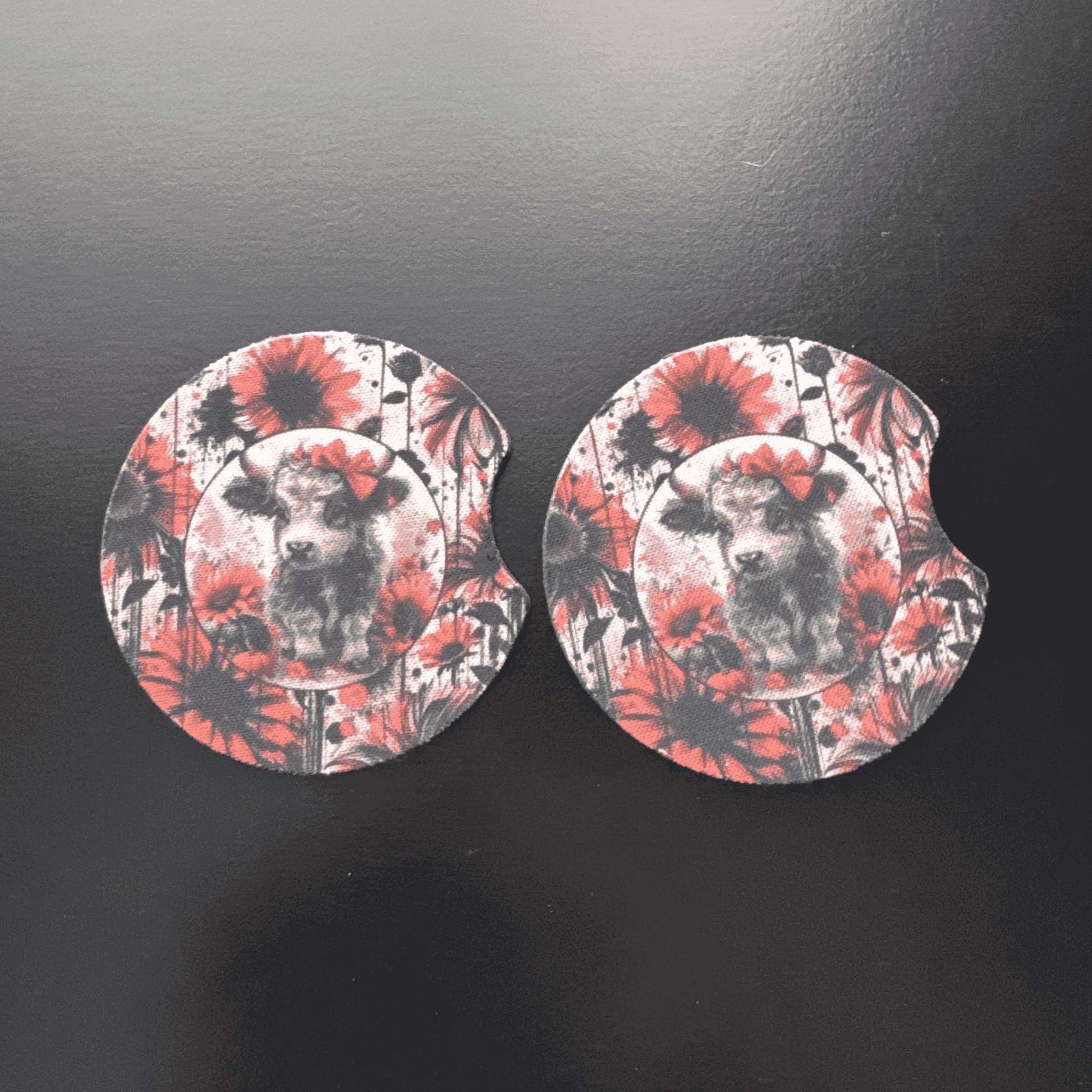 Car Cup Holder Coasters Floral Sunflower Football Design