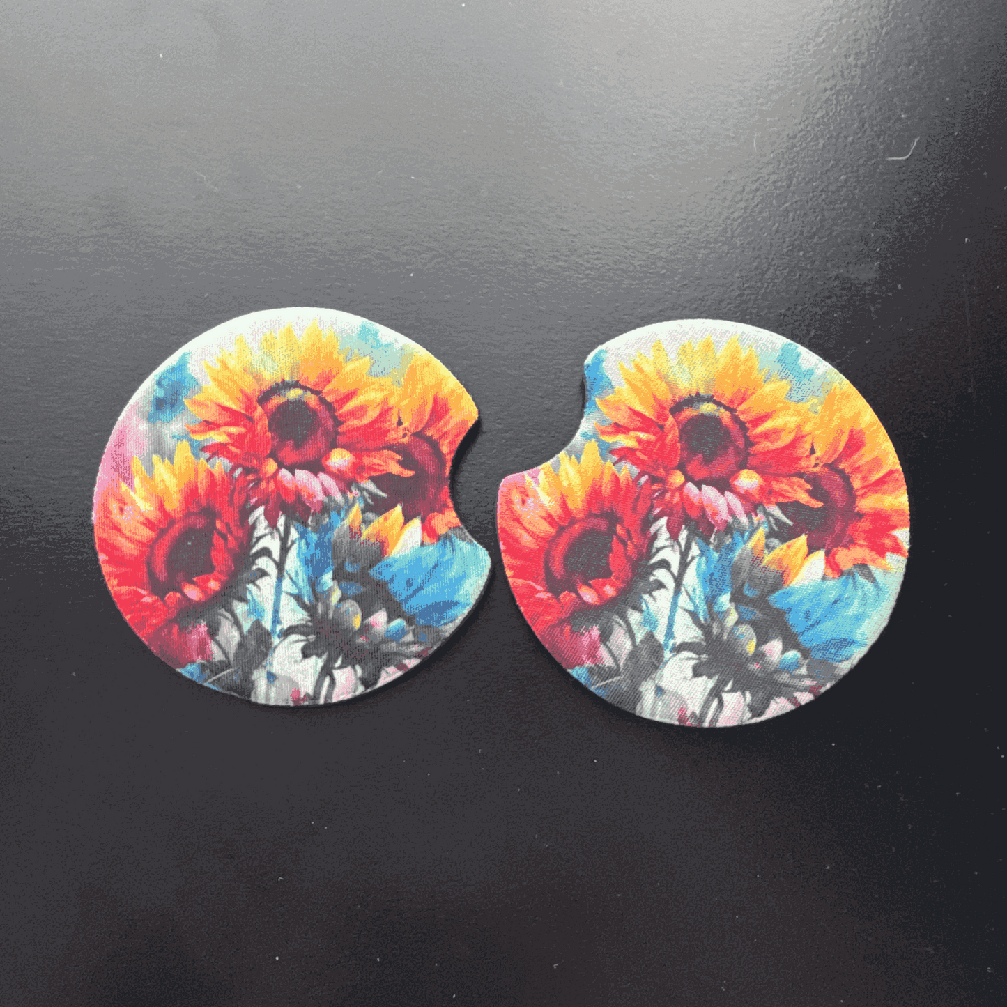 Car Cup Holder Coasters Floral Sunflower Football Design