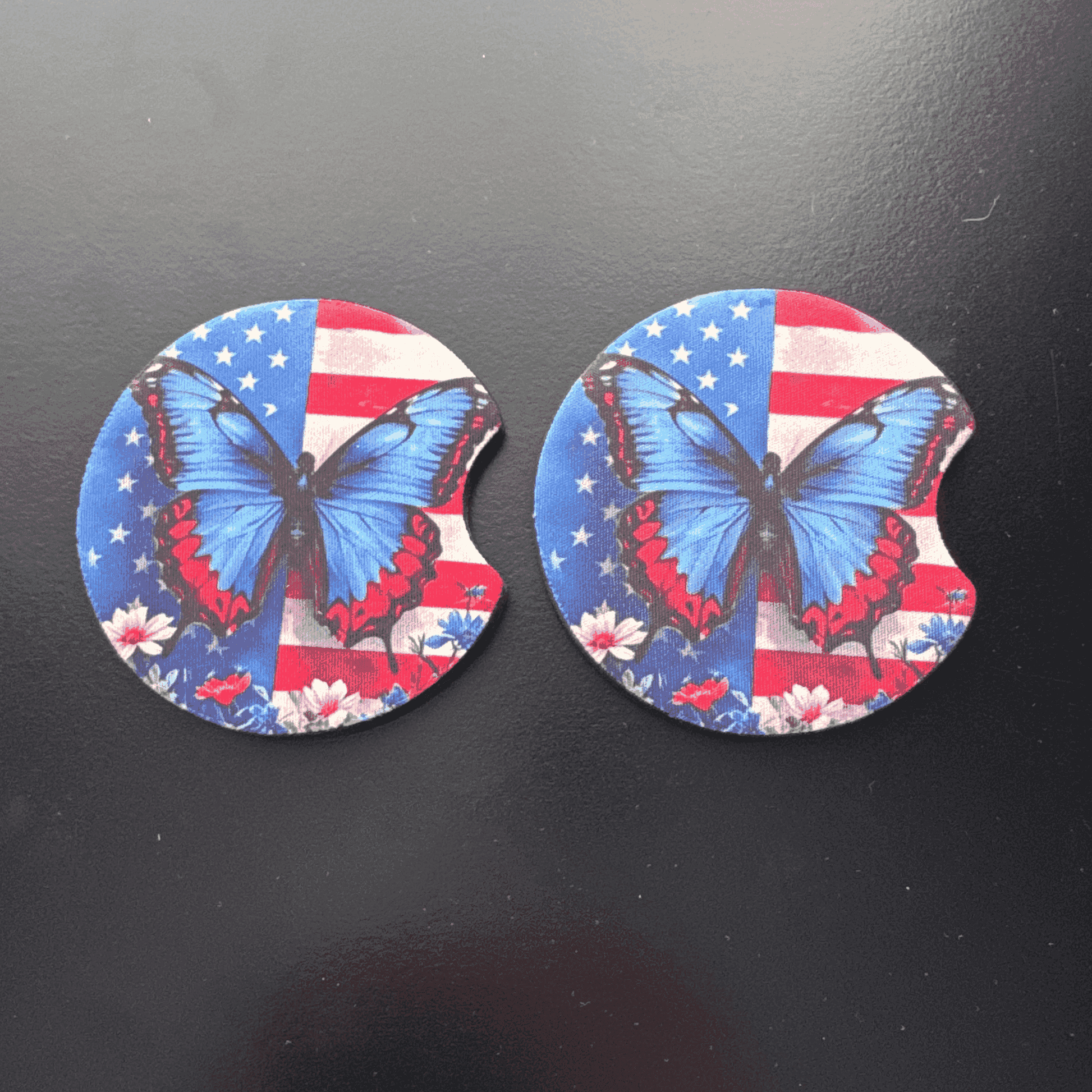 Car Cup Holder Coasters Floral Sunflower Football Design