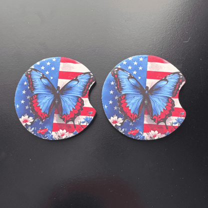 Car Cup Holder Coasters Floral Sunflower Football Design