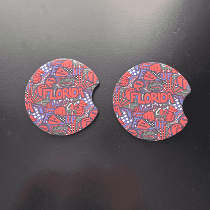 Car Cup Holder Coasters Floral Sunflower Football Design