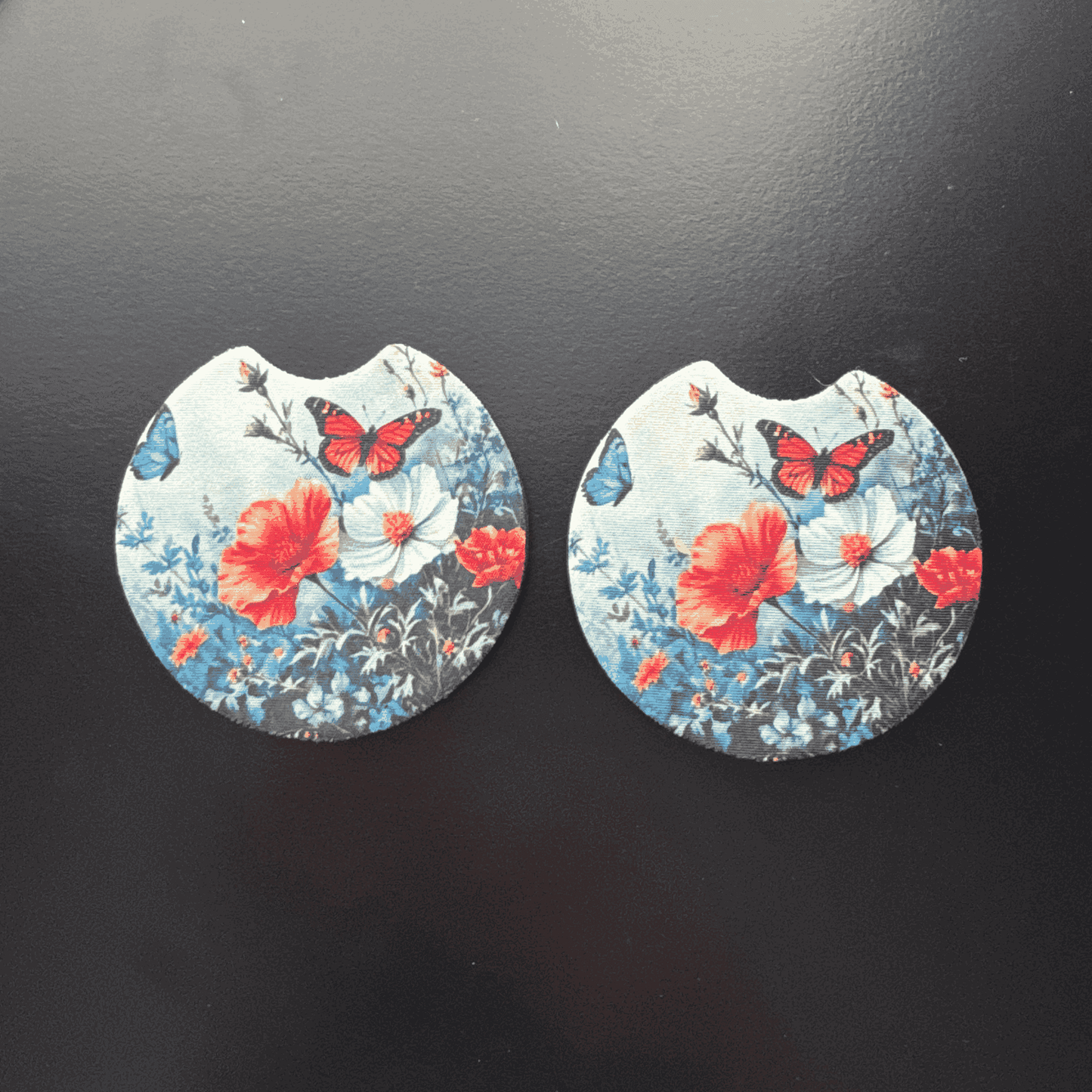 Car Cup Holder Coasters Floral Sunflower Football Design
