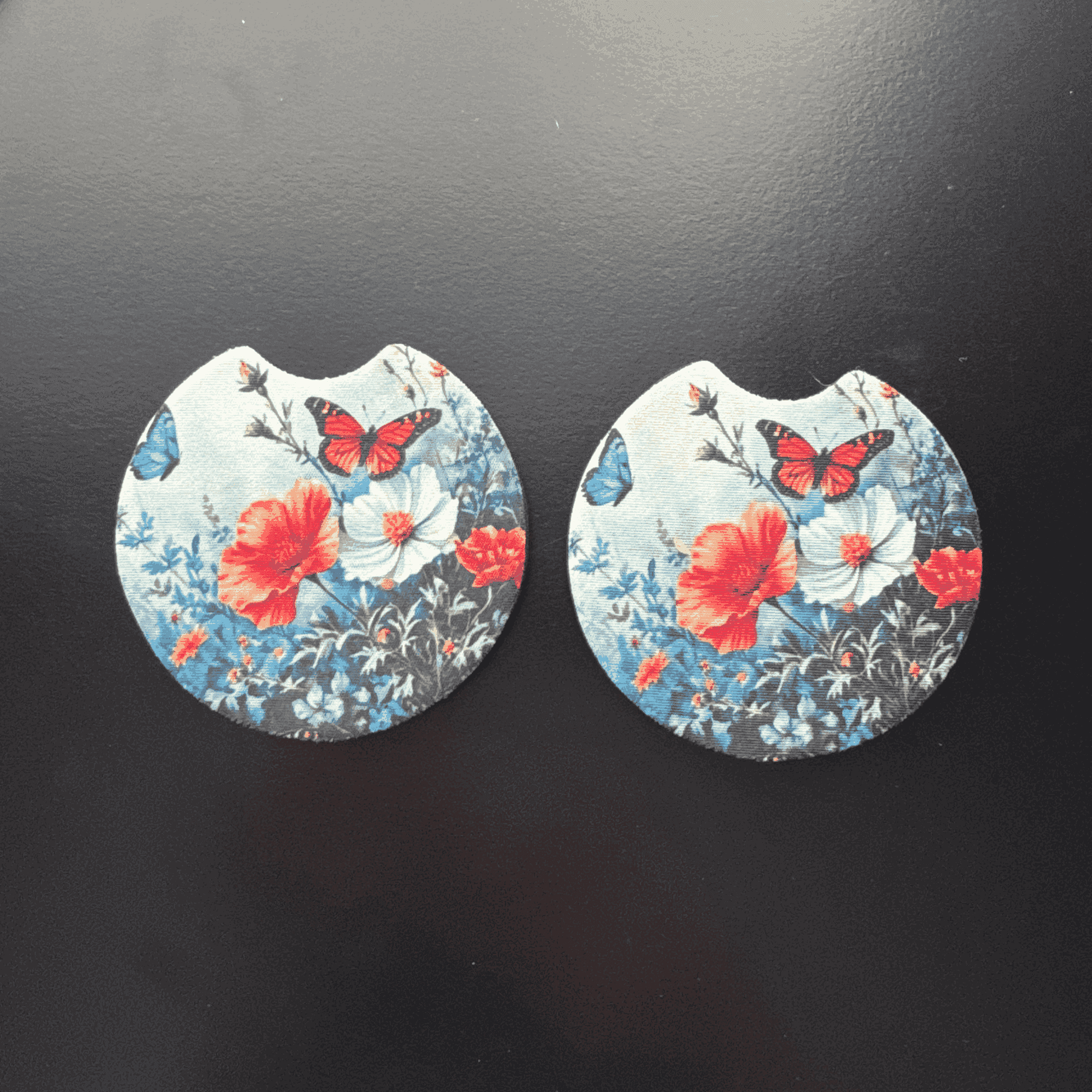 Car Cup Holder Coasters Floral Sunflower Football Design
