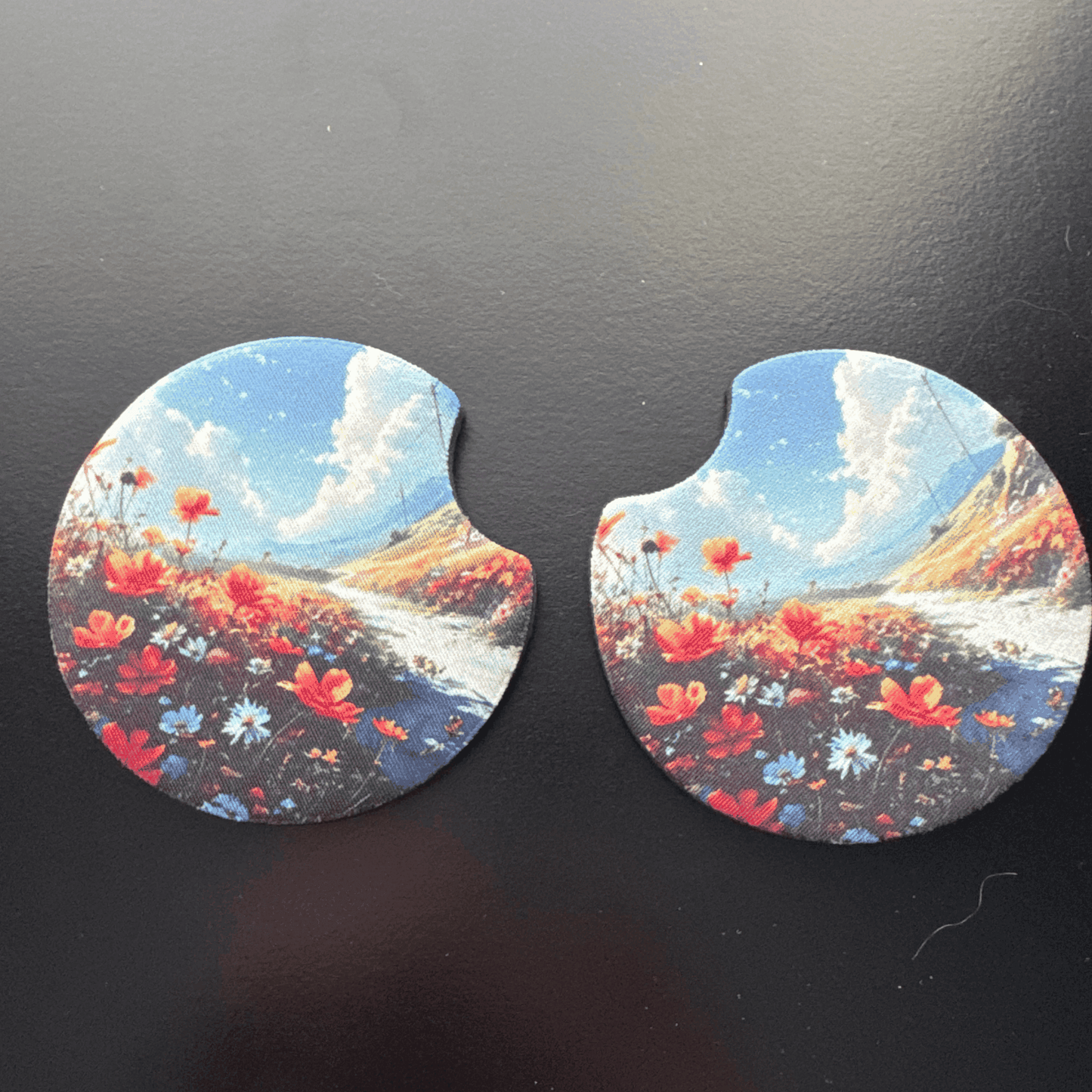 Car Cup Holder Coasters Floral Sunflower Football Design