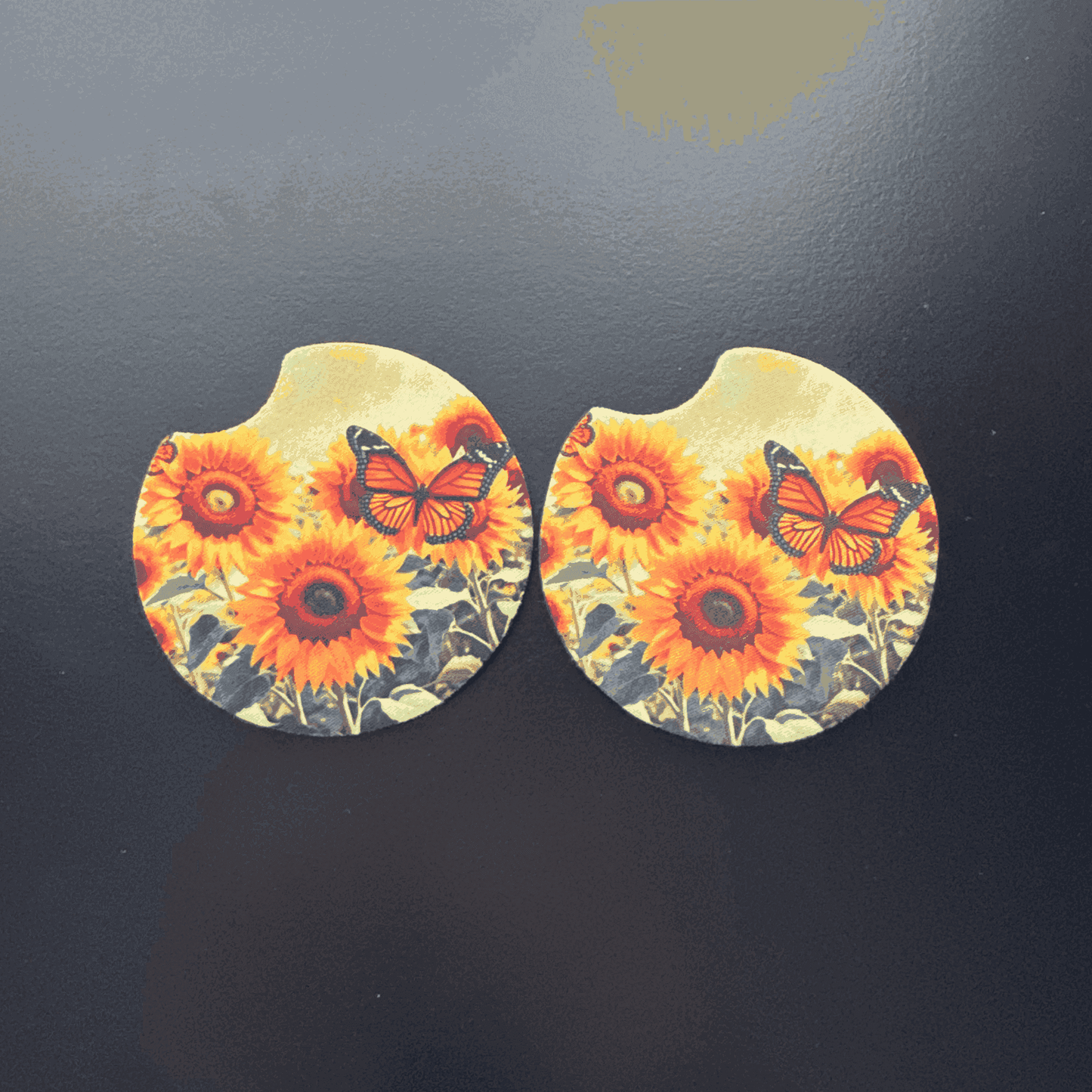 Car Cup Holder Coasters Floral Sunflower Football Design