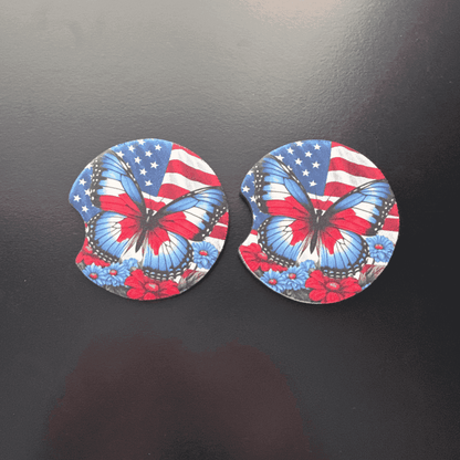 Car Cup Holder Coasters Floral Sunflower Football Design