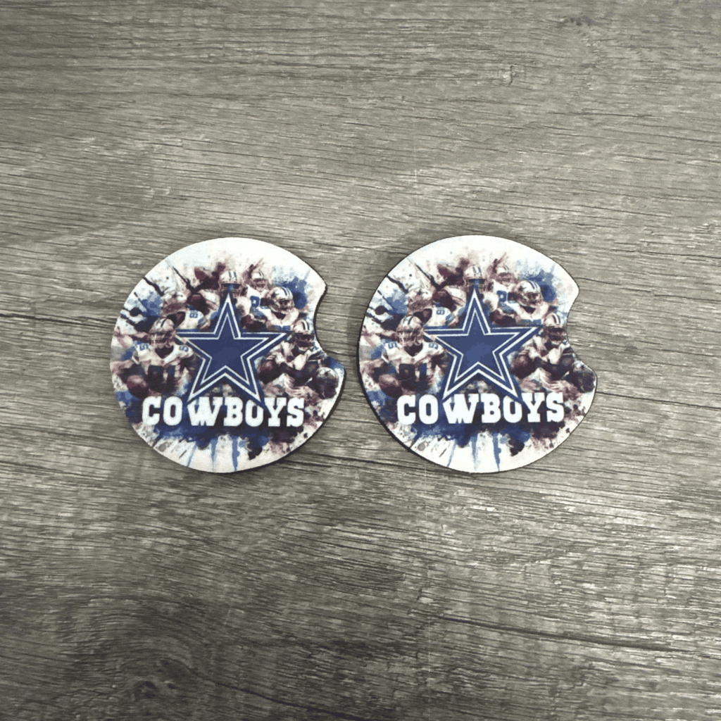 Car Cup Holder Coasters Floral Sunflower Football Design Becca's Banging Designs