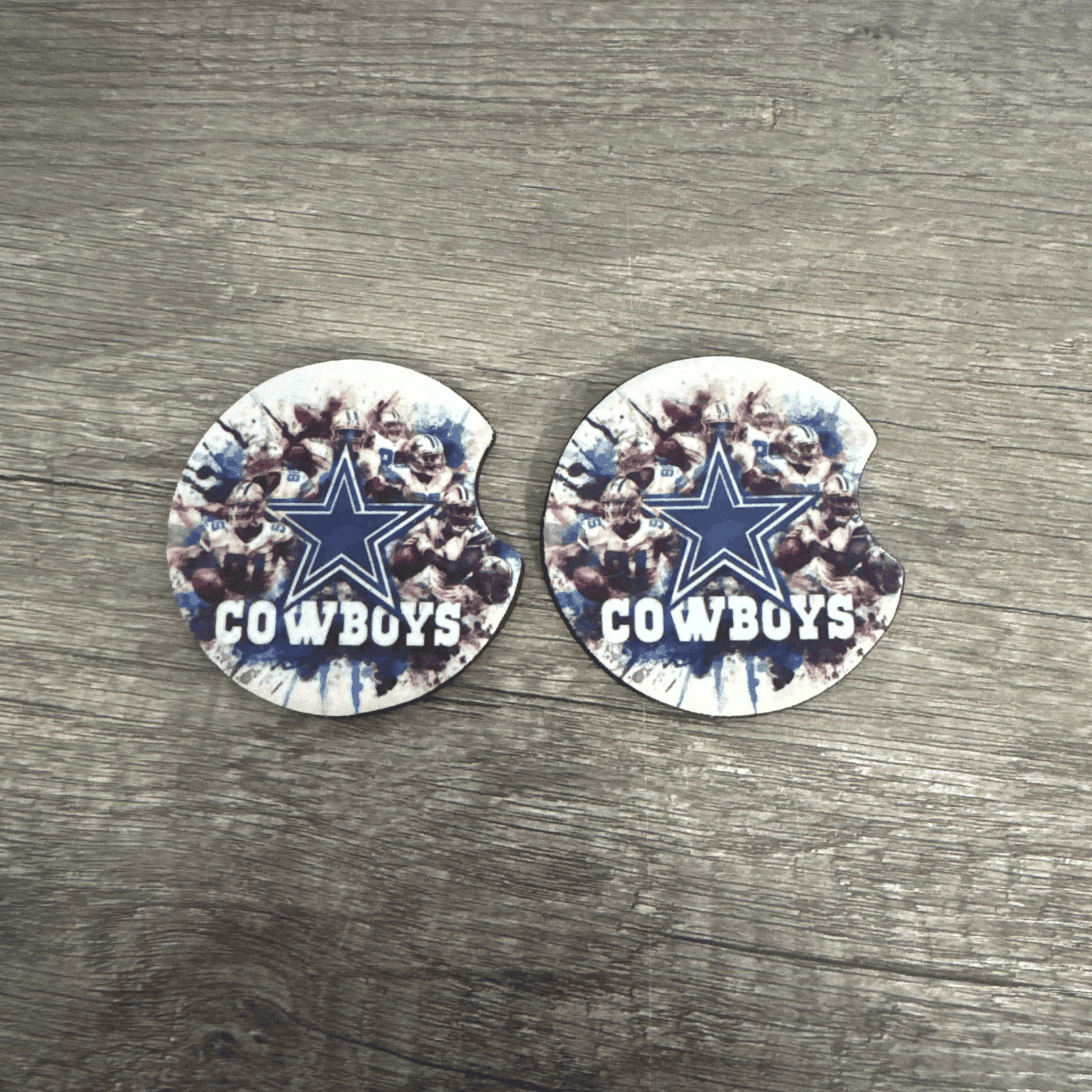 Car Cup Holder Coasters Floral Sunflower Football Design Becca's Banging Designs