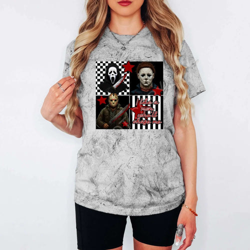 Chase Your Fears: I Like a Man Who’ll Chase Me Horror Villains T-Shirt - Becca's Banging Designs