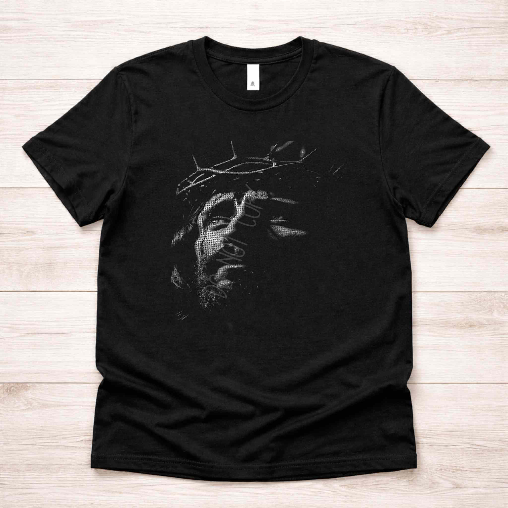 Crowned in Grace Halftone Jesus Portrait Tee Becca's Banging Designs